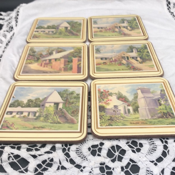 Set Of 6 Pimpernel Coasters Bermuda National Trust Cottages NWOT - Picture 3 of 10